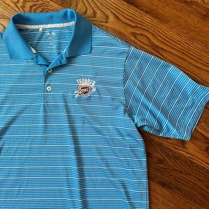 OKC Thunder Blue Striped Men’s Polo Shirt